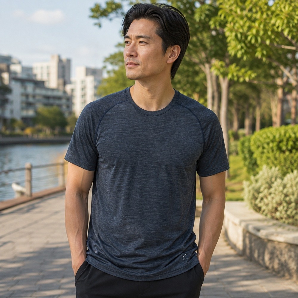 Lululemon Metal Vent Tech Shirt Mens Small Navy Blue Heather Short Sleeve